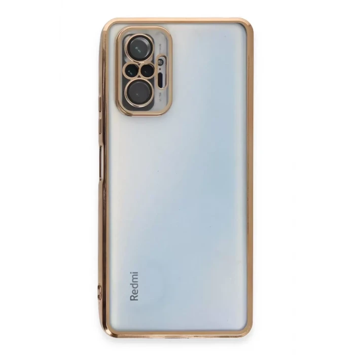 Newface Xiaomi Redmi Note 10 Pro Kılıf Razer Lensli Silikon - Gold