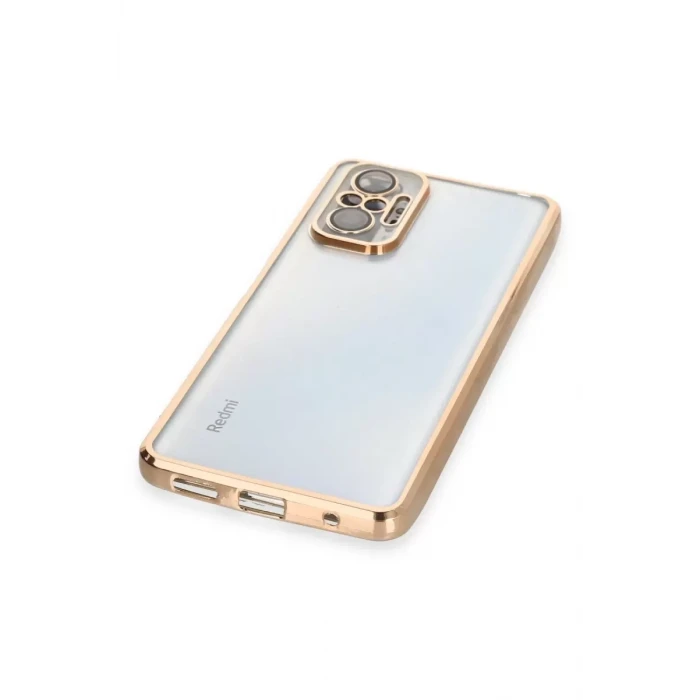 Newface Xiaomi Redmi Note 10 Pro Kılıf Razer Lensli Silikon - Gold