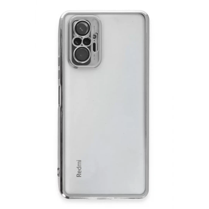 Newface Xiaomi Redmi Note 10 Pro Kılıf Razer Lensli Silikon - Gümüş