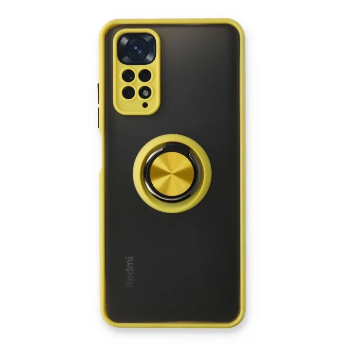 Newface Xiaomi Redmi Note 11 Kılıf Montreal Yüzüklü Silikon Kapak - Sarı