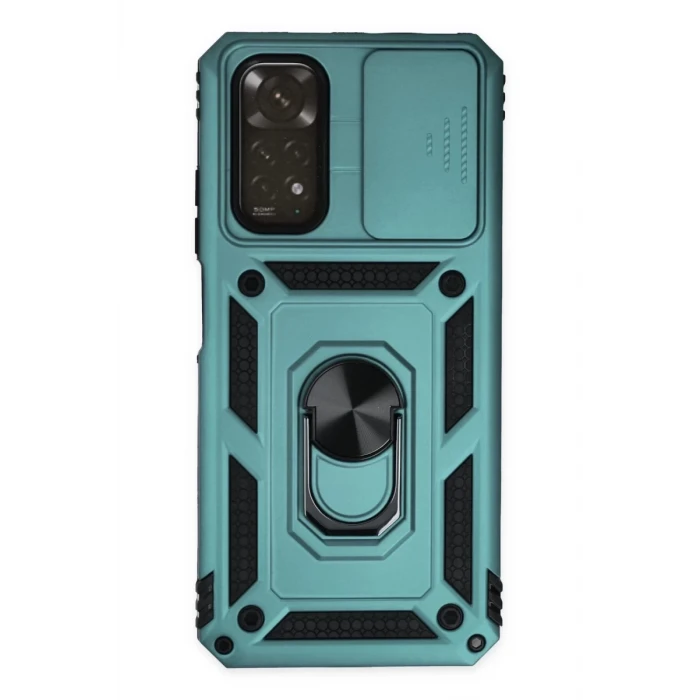 Newface Xiaomi Redmi Note 11 Kılıf Pars Lens Yüzüklü Silikon - Yeşil