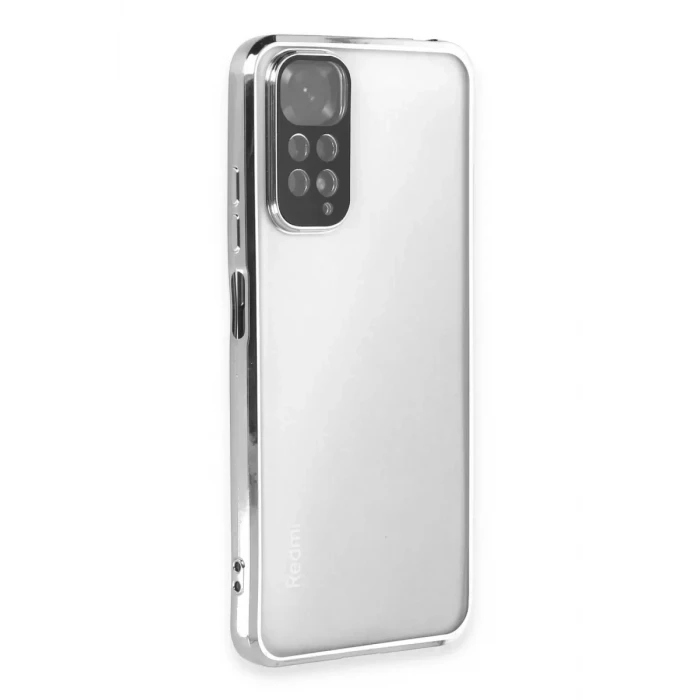 Newface Xiaomi Redmi Note 11 Kılıf Razer Lensli Silikon - Gümüş