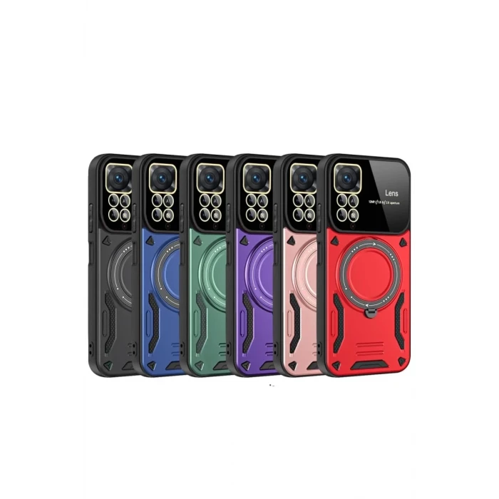 Newface Xiaomi Redmi Note 11 Pro Kılıf Joy Lens Standlı Kapak - Koyu Yeşil