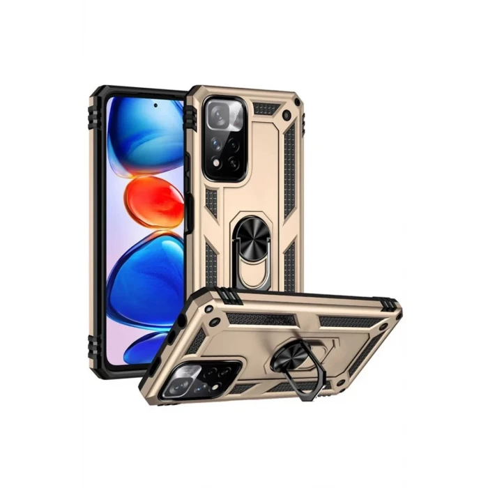 Newface Xiaomi Redmi Note 11 Pro Plus 5G Kılıf Sofya Yüzüklü Silikon Kapak - Gold