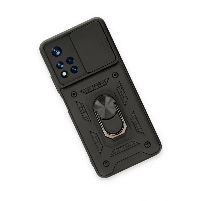 Newface Xiaomi Redmi Note 11T Kılıf Pars Lens Yüzüklü Silikon - Siyah