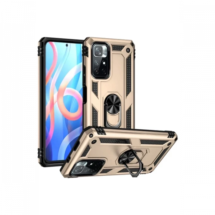 Newface Xiaomi Redmi Note 11T Kılıf Sofya Yüzüklü Silikon Kapak - Gold
