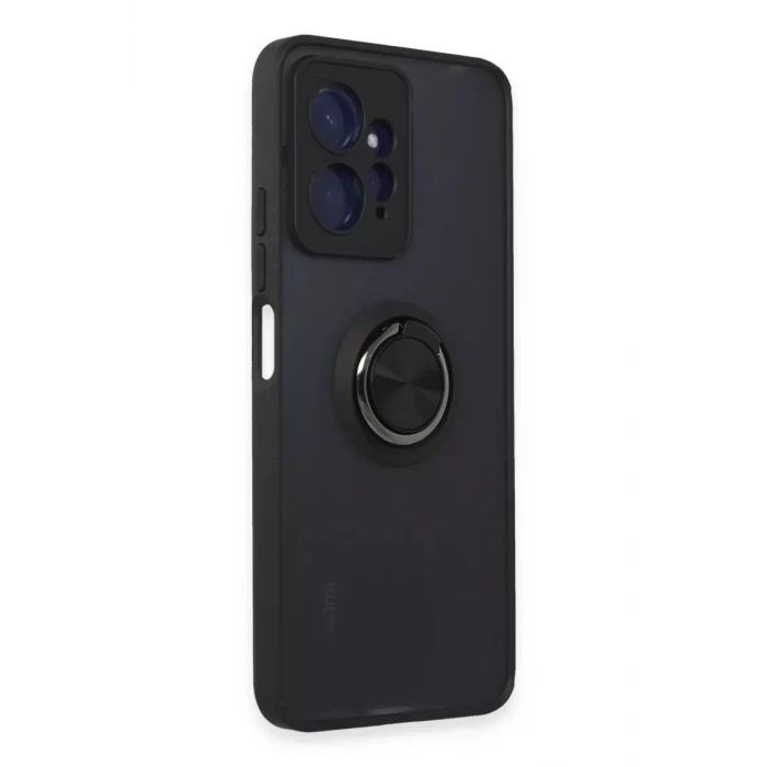 Newface Xiaomi Redmi Note 12 4G Kılıf Montreal Yüzüklü Silikon Kapak - Siyah