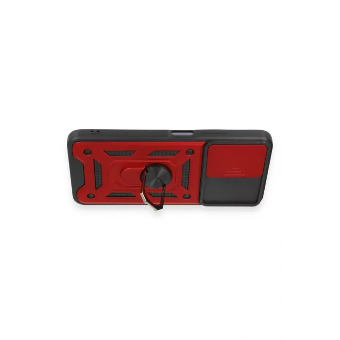 Newface Xiaomi Redmi Note 12 5G Kılıf Pars Lens Yüzüklü Silikon - Kırmızı