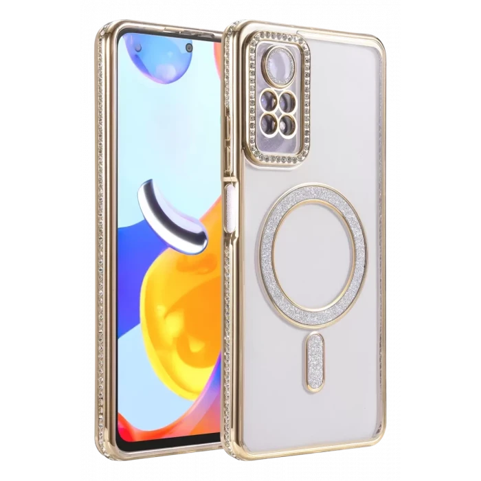 Newface Xiaomi Redmi Note 12 Pro 4G Joke Simli Magneticsafe Kılıf - Gold