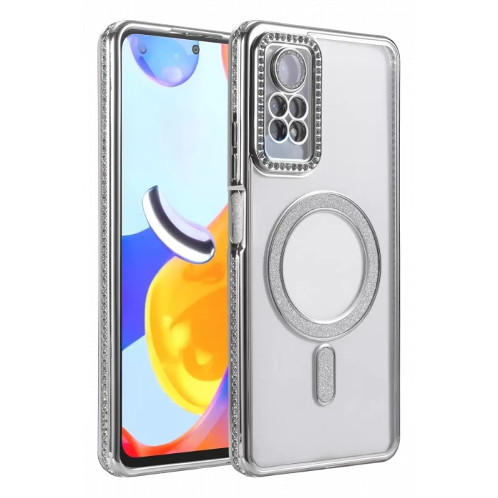 Newface Xiaomi Redmi Note 12 Pro 4G Joke Simli Magneticsafe Kılıf - Gümüş