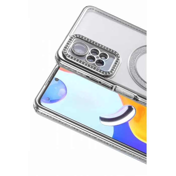 Newface Xiaomi Redmi Note 12 Pro 4G Joke Simli Magneticsafe Kılıf - Gümüş