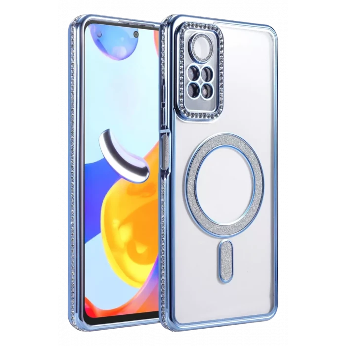 Newface Xiaomi Redmi Note 12 Pro 4G Joke Simli Magneticsafe Kılıf - Mavi