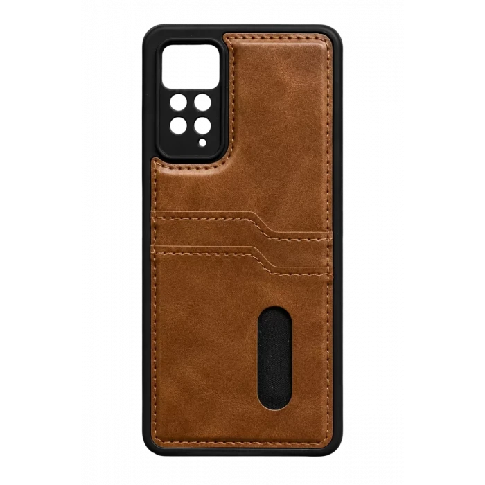 Newface Xiaomi Redmi Note 12 Pro 4G Kılıf Sara Kartvizitli Deri Kılıf - Taba