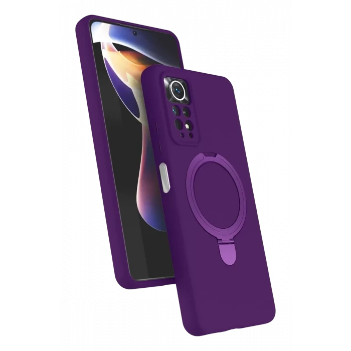 Newface Xiaomi Redmi Note 12 Pro 4G Regal Magsafe Standlı Kapak - Derin Mor