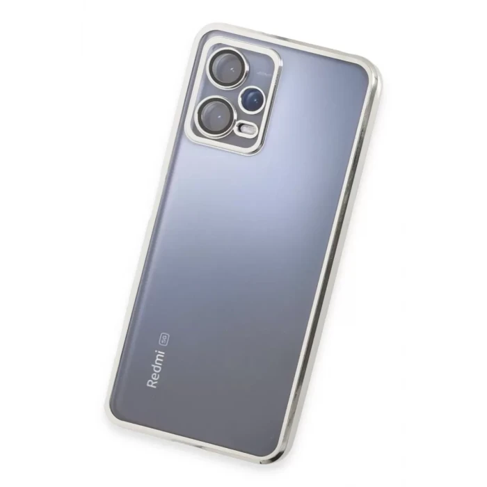 Newface Xiaomi Redmi Note 12 Pro 5G Kılıf Razer Lensli Silikon - Gümüş