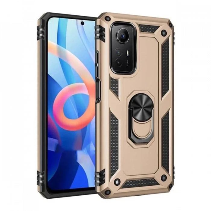 Newface Xiaomi Redmi Note 12S Kılıf Sofya Yüzüklü Silikon Kapak - Gold