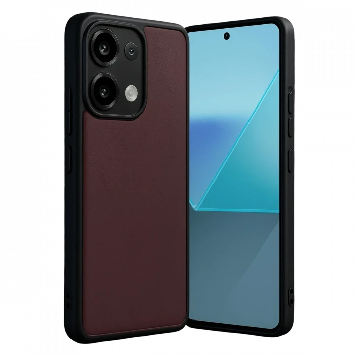 Newface Xiaomi Redmi Note 13 4G Kılıf Aras Deri Kapak - Bordo