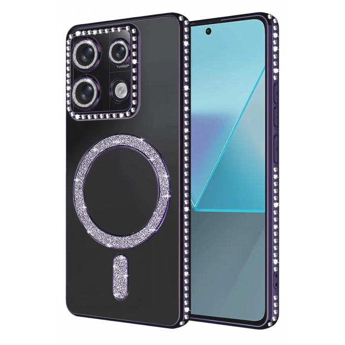 Newface Xiaomi Redmi Note 13 Pro 4G Joke Simli Magneticsafe Kılıf - Derin Mor