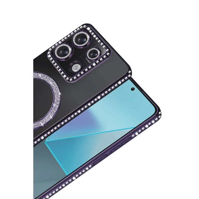 Newface Xiaomi Redmi Note 13 Pro 4G Joke Simli Magneticsafe Kılıf - Derin Mor