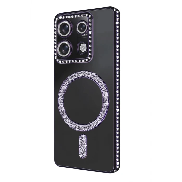 Newface Xiaomi Redmi Note 13 Pro 4G Joke Simli Magneticsafe Kılıf - Derin Mor