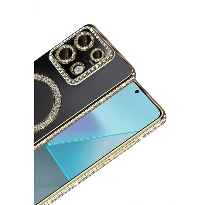 Newface Xiaomi Redmi Note 13 Pro 4G Joke Simli Magneticsafe Kılıf - Gold