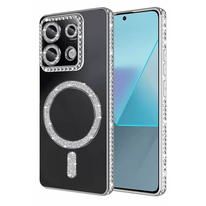 Newface Xiaomi Redmi Note 13 Pro 4G Joke Simli Magneticsafe Kılıf - Gümüş