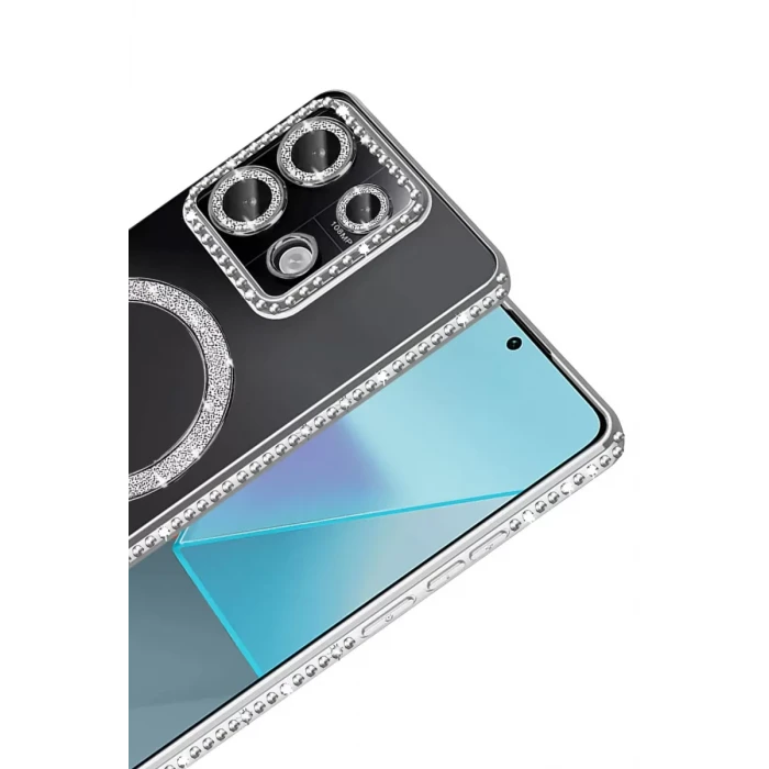 Newface Xiaomi Redmi Note 13 Pro 4G Joke Simli Magneticsafe Kılıf - Gümüş