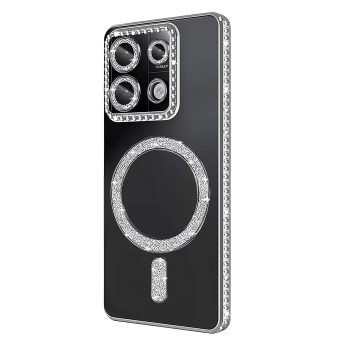 Newface Xiaomi Redmi Note 13 Pro 4G Joke Simli Magneticsafe Kılıf - Gümüş