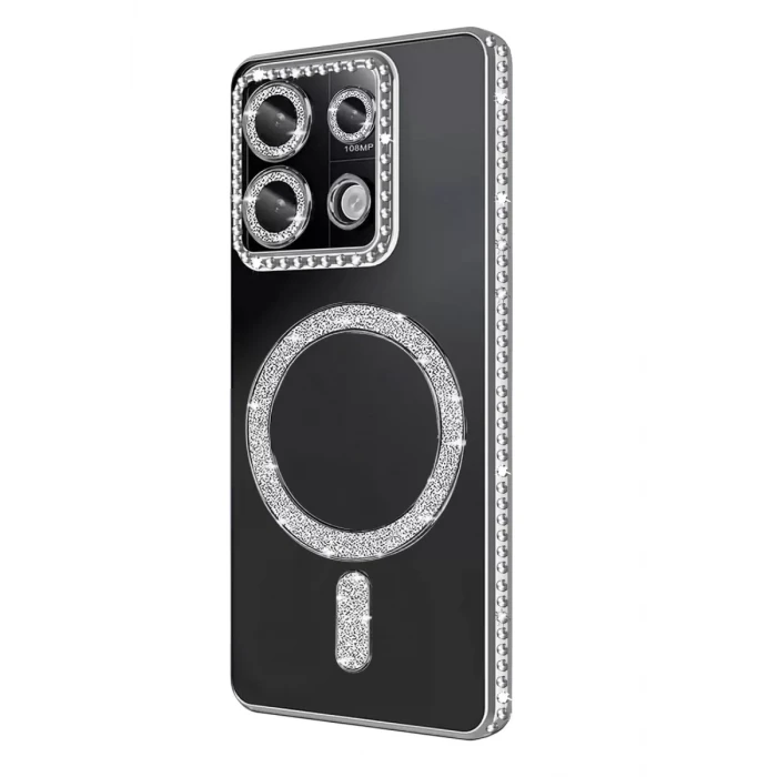 Newface Xiaomi Redmi Note 13 Pro 4G Joke Simli Magneticsafe Kılıf - Gümüş