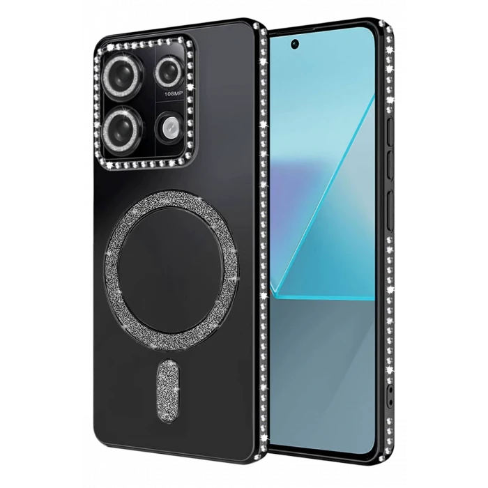 Newface Xiaomi Redmi Note 13 Pro 4G Joke Simli Magneticsafe Kılıf - Siyah