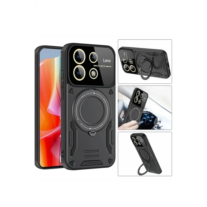 Newface Xiaomi Redmi Note 13 Pro 4G Kılıf Joy Lens Standlı Kapak - Mor