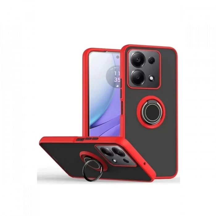 Newface Xiaomi Redmi Note 13 Pro 4G Montreal Yüzüklü Silikon Kapak - Kırmızı