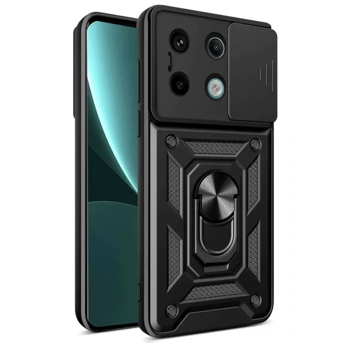Newface Xiaomi Redmi Note 13 Pro 4G Pars Lens Yüzüklü Silikon - Siyah