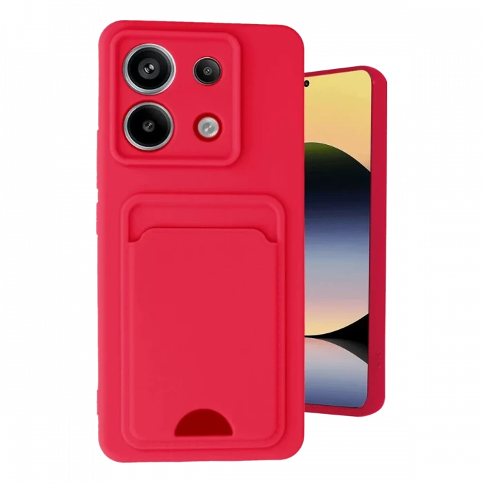 Newface Xiaomi Redmi Note 13 Pro 5G Kılıf Kelvin Kartvizitli Silikon - Kırmızı