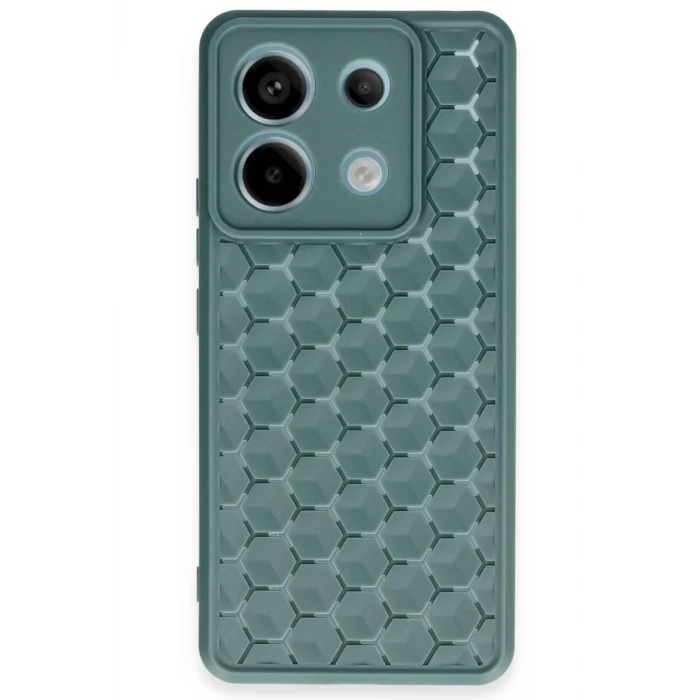 Newface Xiaomi Redmi Note 13 Pro 5G Kılıf Petek Silikon Kapak - Koyu Yeşil