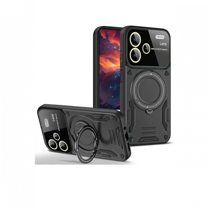 Newface Xiaomi Redmi Note 13 Pro Plus Joy Lens Standlı Kapak - Siyah