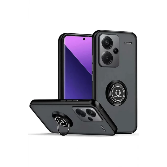 Newface Xiaomi Redmi Note 13 Pro Plus Kılıf Montreal Yüzüklü Silikon Kapak - Siyah