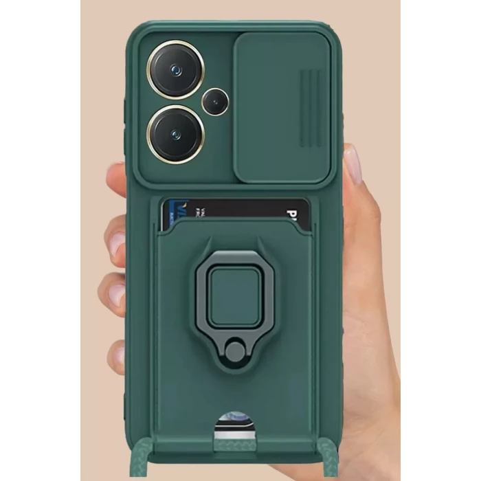 Newface Xiaomi Redmi Note 13 Pro Plus Kılıf Zuma Kartvizitli Yüzüklü Silikon - Pembe