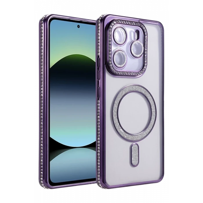 Newface Xiaomi Redmi Note 14 4G Joke Simli Magneticsafe Kılıf - Derin Mor