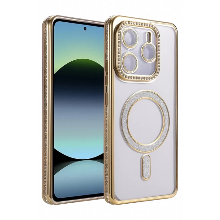 Newface Xiaomi Redmi Note 14 4G Joke Simli Magneticsafe Kılıf - Gold
