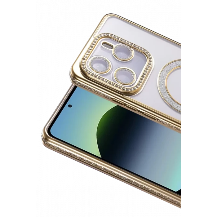 Newface Xiaomi Redmi Note 14 4G Joke Simli Magneticsafe Kılıf - Gold