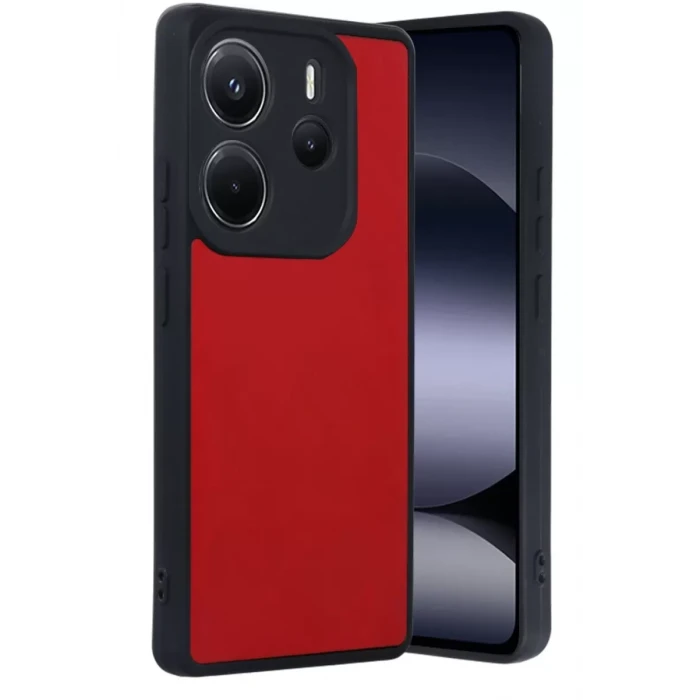 Newface Xiaomi Redmi Note 14 4G Kılıf Aras Deri Kapak - Kırmızı