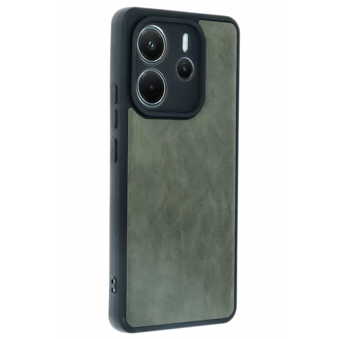 Newface Xiaomi Redmi Note 14 4G Kılıf Aras Deri Kapak - Koyu Yeşil
