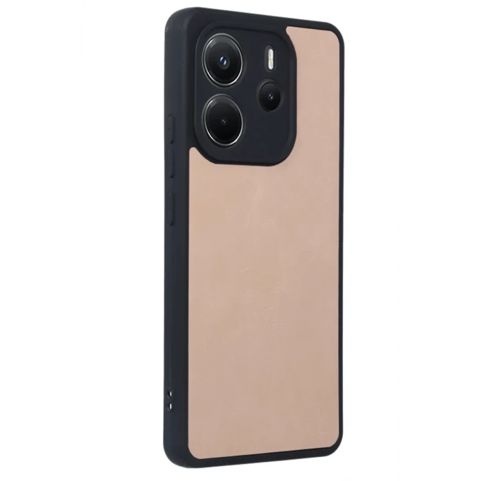 Newface Xiaomi Redmi Note 14 4G Kılıf Aras Deri Kapak - Pudra