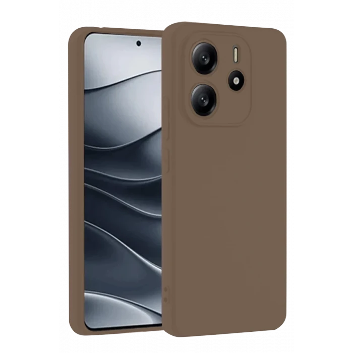 Newface Xiaomi Redmi Note 14 4G Kılıf First Silikon - Kahverengi
