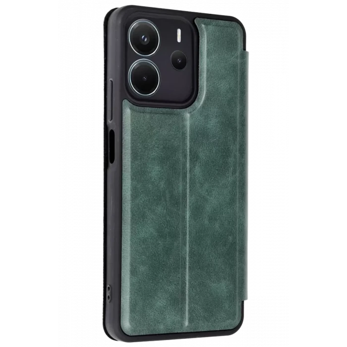Newface Xiaomi Redmi Note 14 4G Kılıf Flip Cover - Koyu Yeşil