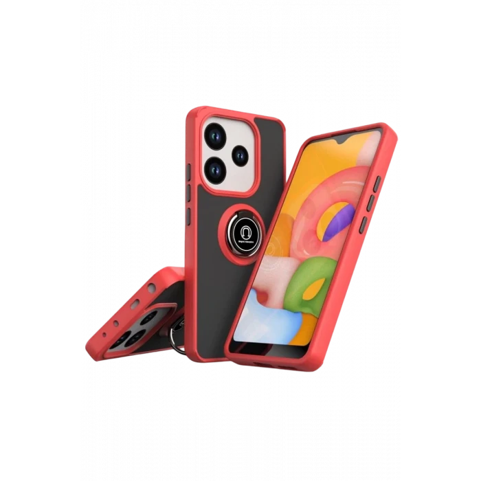 Newface Xiaomi Redmi Note 14 4G Montreal Yüzüklü Silikon Kapak - Kırmızı