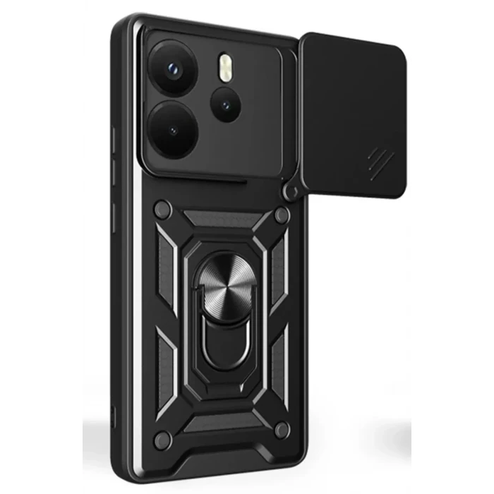 Newface Xiaomi Redmi Note 14 4G Pars Lens Yüzüklü Silikon - Siyah