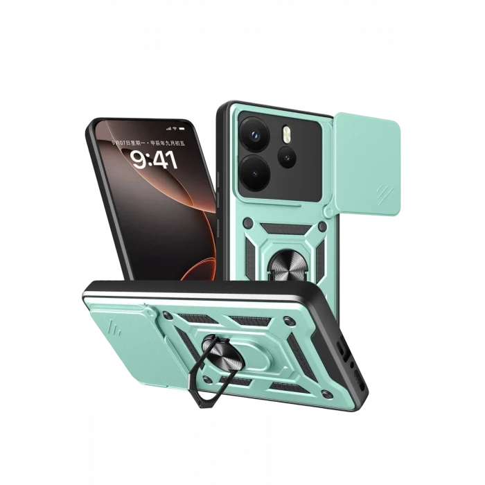 Newface Xiaomi Redmi Note 14 4G Pars Lens Yüzüklü Silikon - Yeşil
