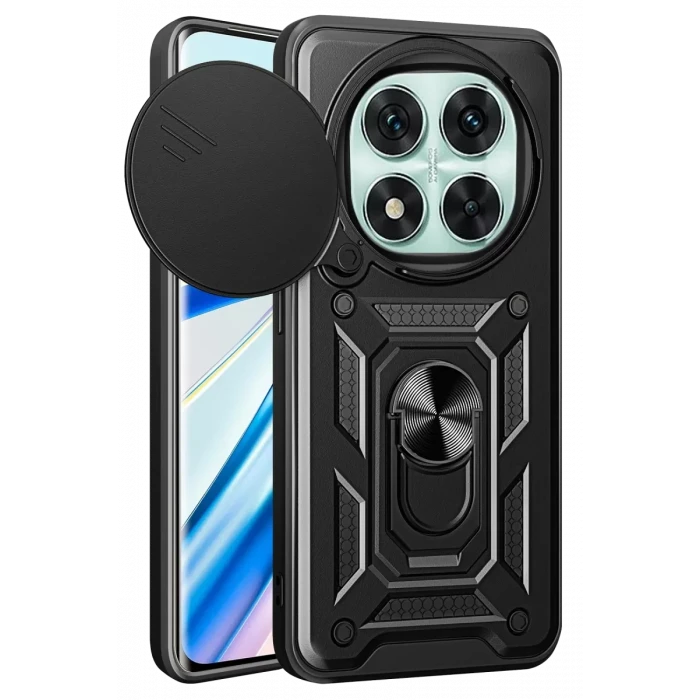 Newface Xiaomi Redmi Note 14 Pro 4G Kılıf Pars Lens Yüzüklü Silikon - Siyah